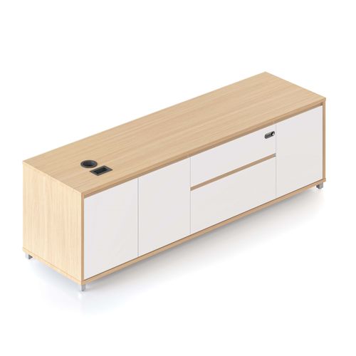 Boost & Halo Executive Right Hand Side Cabinet 1800wx500dx520h mm Natural Oak & Natural White