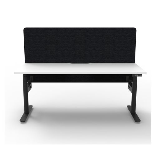 Rapid Halo Plus Height Adjustable Desk with Black Eco Screen 1200mm Black Frame Natural White Scallop Top