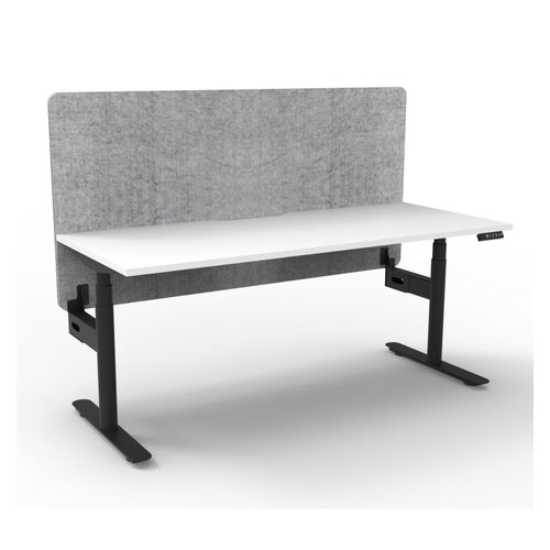 Rapid Halo Plus Height Adjustable Desk with Grey Eco Screen 1200mm Black Frame Natural White Scallop Top