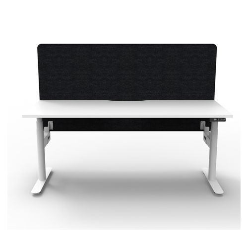 Rapid Halo Plus Height Adjustable Desk with Black Eco Screen 1500mm White Frame Natural White Scallop Top