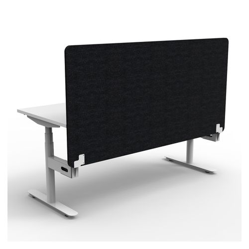 Rapid Halo Plus Height Adjustable Desk with Black Eco Screen 1500mm White Frame Natural White Scallop Top