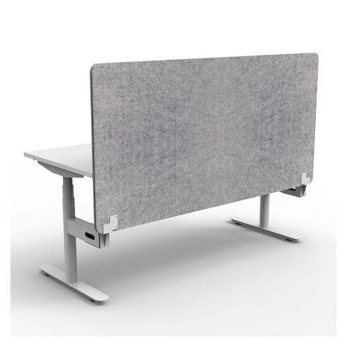 Rapid Halo Plus Height Adjustable Desk with Grey Eco Screen 1500mm White Frame Natural White Scallop Top
