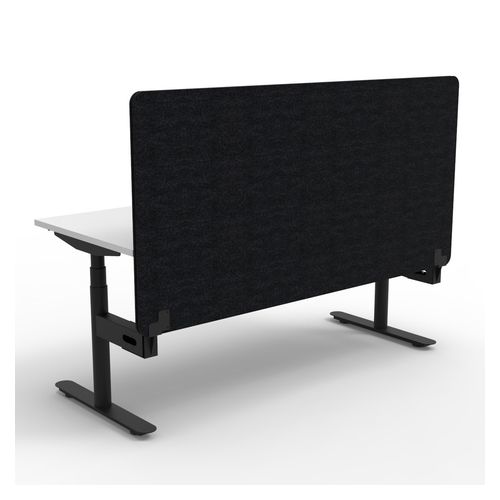 Rapid Halo Plus Height Adjustable Desk with Black Eco Screen 1800mm Black Frame Natural White Scallop Top