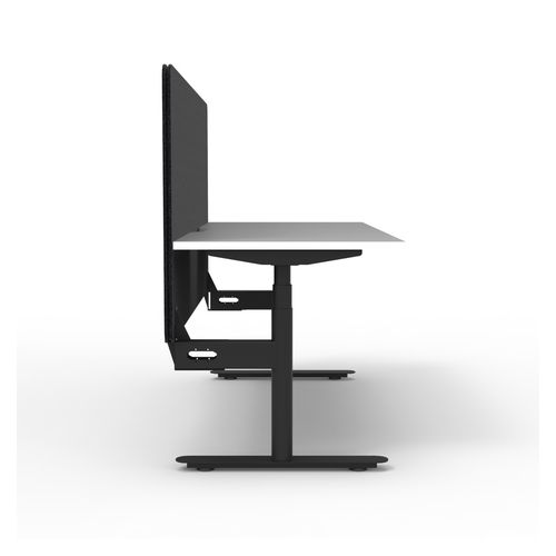 Rapid Halo Plus Height Adjustable Desk with Black Eco Screen 1800mm Black Frame Natural White Scallop Top