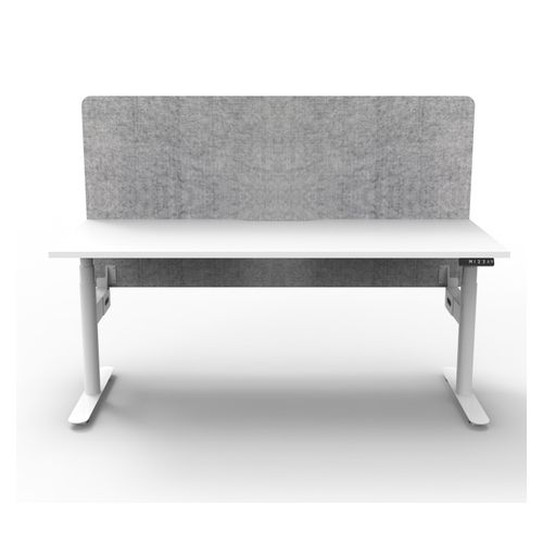 Rapid Halo Plus Height Adjustable Desk with Grey Eco Screen 1800mm White Frame Natural White Scallop Top