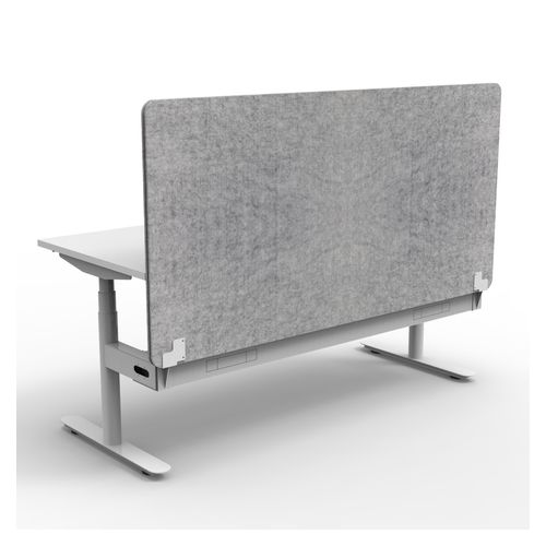 Rapid Halo Plus Height Adjustable Desk with Grey Eco Screen & Cable Tray 1800mm White Frame Natural White Scallop Top