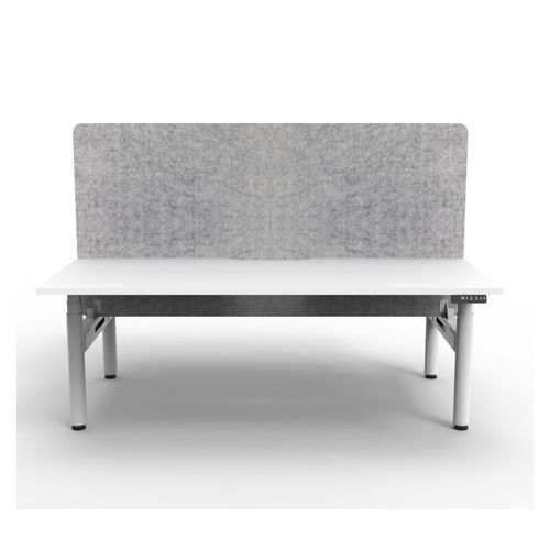 Rapid Halo Plus Height Adjustable Back to Back Desk with Grey Eco Screen 1200mm White Frame Natural White Scallop Top