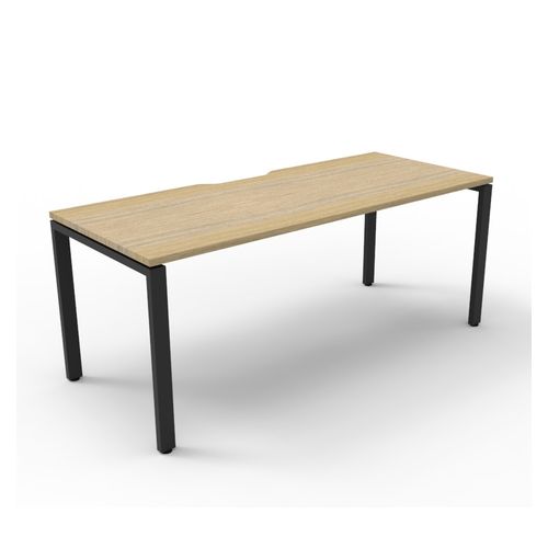 Rapid Deluxe Infinity Single Sided Workstation 1 Person No Screen 1200Wmm per person Black Profile Leg Natural Oak Top