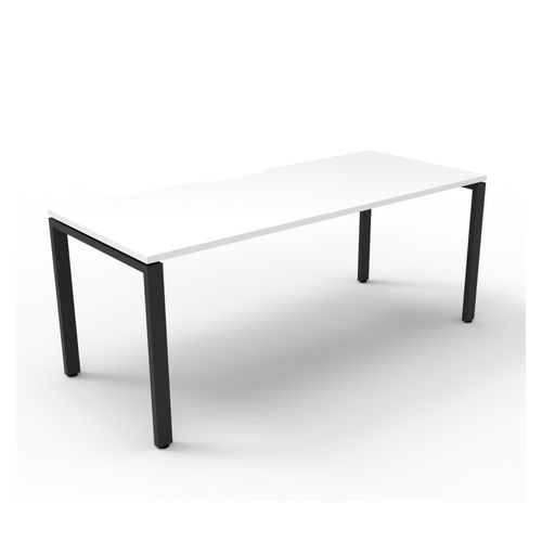 Rapid Deluxe Infinity Single Sided Workstation 1 Person No Screen 1500Wmm per person Black Profile Leg Natural White Top