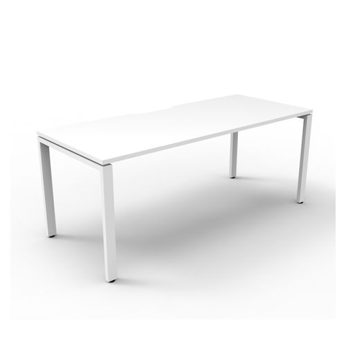 Rapid Deluxe Infinity Single Sided Workstation 1 Person No Screen 1500Wmm per person White Profile Leg Natural White Top