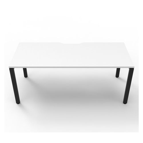 Rapid Deluxe Infinity Single Sided Workstation 1 Person No Screen 1800Wmm per person Black Profile Leg Natural White Top