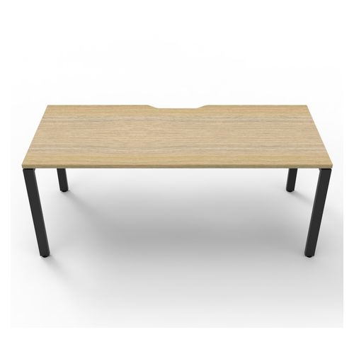 Rapid Deluxe Infinity Single Sided Workstation 1 Person No Screen 1800Wmm per person Black Profile Leg Natural Oak Top