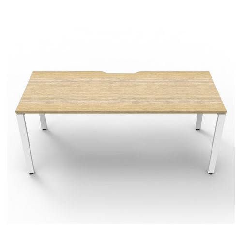 Rapid Deluxe Infinity Single Sided Workstation 1 Person No Screen 1800Wmm per person White Profile Leg Natural Oak Top