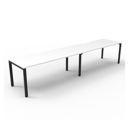 Rapid Deluxe Infinity Single Sided Workstation 2 Person No Screen 1200Wmm per person Black Profile Leg Natural White Top