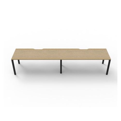 Rapid Deluxe Infinity Single Sided Workstation 2 Person No Screen 1200Wmm per person Black Profile Leg Natural Oak Top