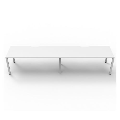 Rapid Deluxe Infinity Single Sided Workstation 2 Person No Screen 1500Wmm per person White Profile Leg Natural White Top