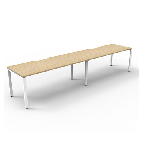 Rapid Deluxe Infinity Single Sided Workstation 2 Person No Screen 1500Wmm per person White Profile Leg Natural Oak Top