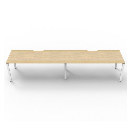 Rapid Deluxe Infinity Single Sided Workstation 2 Person No Screen 1500Wmm per person White Profile Leg Natural Oak Top