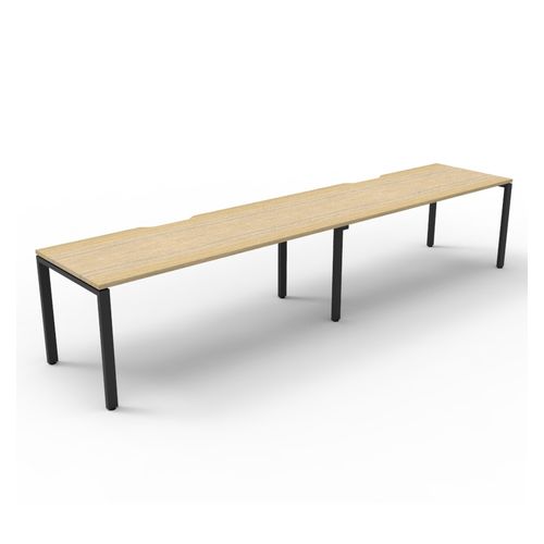 Rapid Deluxe Infinity Single Sided Workstation 2 Person No Screen 1800Wmm per person Black Profile Leg Natural Oak Top