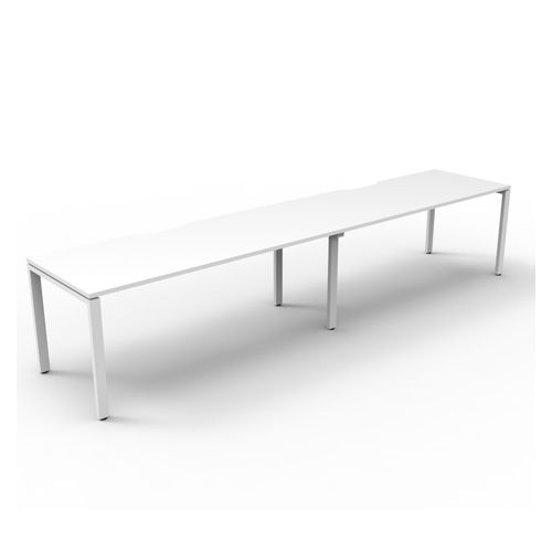 Rapid Deluxe Infinity Single Sided Workstation 2 Person No Screen 1800Wmm per person White Profile Leg Natural White Top
