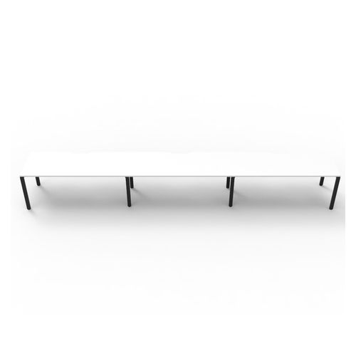 Rapid Deluxe Infinity Single Sided Workstation 3 Person No Screen 1200Wmm per person Black Profile Leg Natural White Top