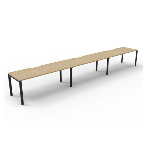 Rapid Deluxe Infinity Single Sided Workstation 3 Person No Screen 1500Wmm per person Black Profile Leg Natural Oak Top