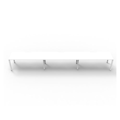 Rapid Deluxe Infinity Single Sided Workstation 3 Person No Screen 1500Wmm per person White Profile Leg Natural White Top