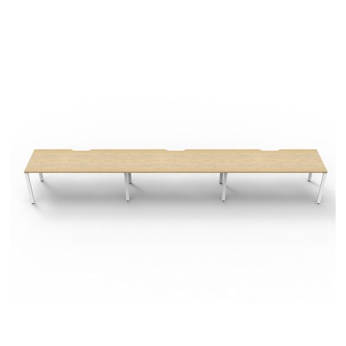 Rapid Deluxe Infinity Single Sided Workstation 3 Person No Screen 1500Wmm per person White Profile Leg Natural Oak Top