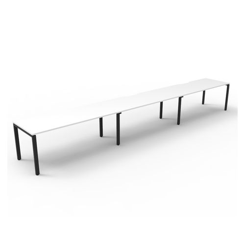 Rapid Deluxe Infinity Single Sided Workstation 3 Person No Screen 1800Wmm per person Black Profile Leg Natural White Top
