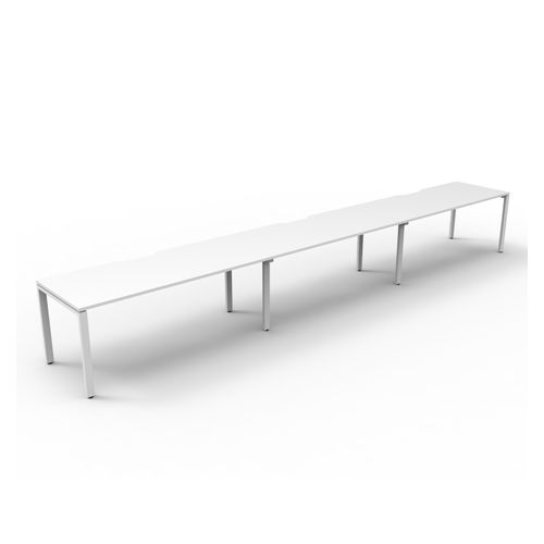 Rapid Deluxe Infinity Single Sided Workstation 3 Person No Screen 1800Wmm per person White Profile Leg Natural White Top