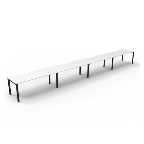 Rapid Deluxe Infinity Single Sided Workstation 4 Person No Screen 1200Wmm per person Black Profile Leg Natural White Top