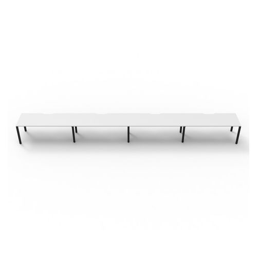 Rapid Deluxe Infinity Single Sided Workstation 4 Person No Screen 1200Wmm per person Black Profile Leg Natural White Top