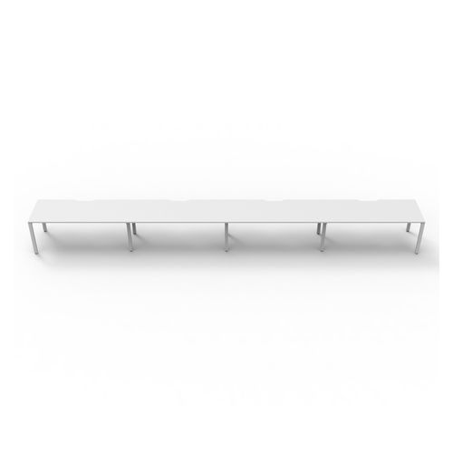 Rapid Deluxe Infinity Single Sided Workstation 4 Person No Screen 1200Wmm per person White Profile Leg Natural White Top