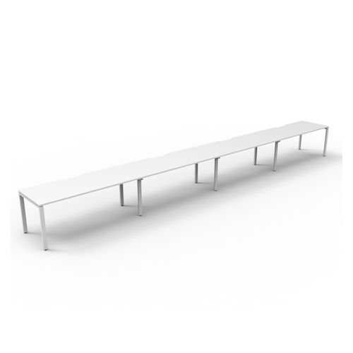 Rapid Deluxe Infinity Single Sided Workstation 4 Person No Screen 1500Wmm per person White Profile Leg Natural White Top