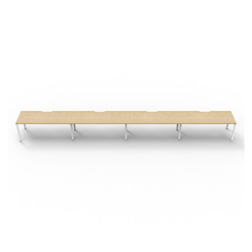 Rapid Deluxe Infinity Single Sided Workstation 4 Person No Screen 1500Wmm per person White Profile Leg Natural Oak Top