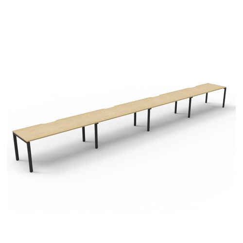 Rapid Deluxe Infinity Single Sided Workstation 4 Person No Screen 1800Wmm per person Black Profile Leg Natural Oak Top