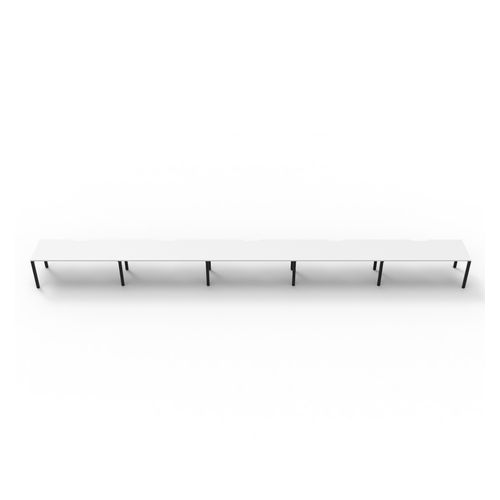 Rapid Deluxe Infinity Single Sided Workstation 5 Person No Screen 1200Wmm per person Black Profile Leg Natural White Top