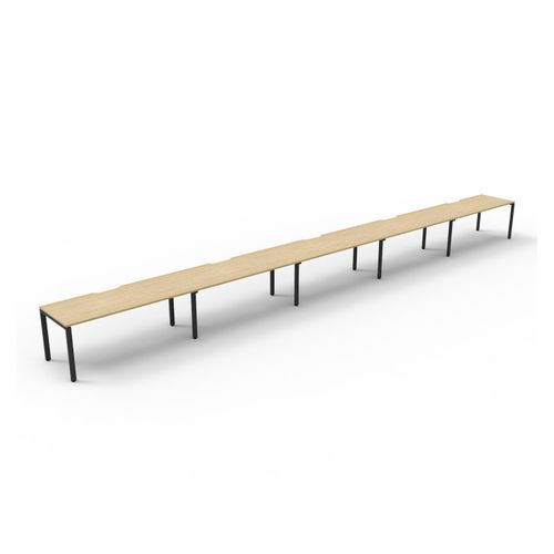 Rapid Deluxe Infinity Single Sided Workstation 5 Person No Screen 1200Wmm per person Black Profile Leg Natural Oak Top