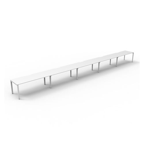 Rapid Deluxe Infinity Single Sided Workstation 5 Person No Screen 1200Wmm per person White Profile Leg Natural White Top