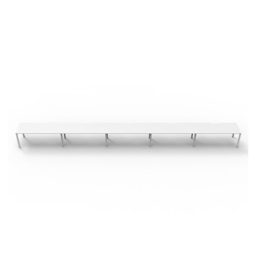 Rapid Deluxe Infinity Single Sided Workstation 5 Person No Screen 1200Wmm per person White Profile Leg Natural White Top