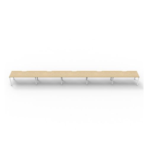 Rapid Deluxe Infinity Single Sided Workstation 5 Person No Screen 1200Wmm per person White Profile Leg Natural Oak Top