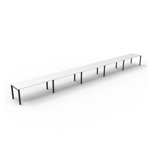 Rapid Deluxe Infinity Single Sided Workstation 5 Person No Screen 1500Wmm per person Black Profile Leg Natural White Top
