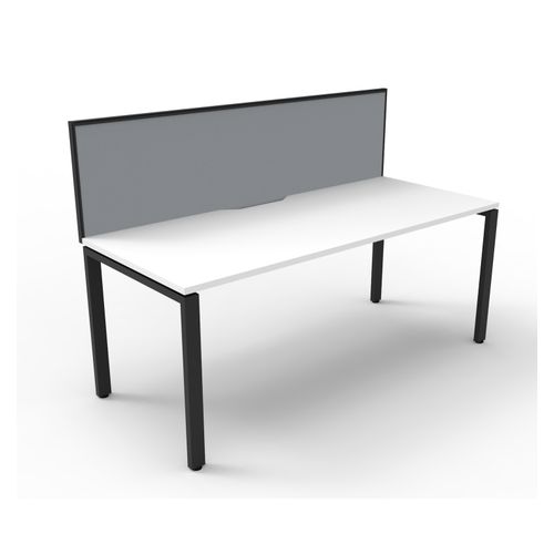 Rapid Deluxe Infinity Single Sided Workstation 1 Person With Grey Screen 1200Wmm per person Black Profile Leg Natural White Top