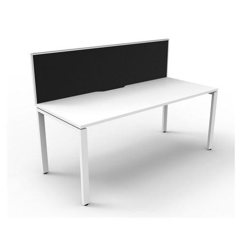 Rapid Deluxe Infinity Single Sided Workstation 1 Person With Black Screen 1500Wmm per person White Profile Leg Natural White Top
