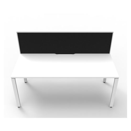 Rapid Deluxe Infinity Single Sided Workstation 1 Person With Black Screen 1500Wmm per person White Profile Leg Natural White Top