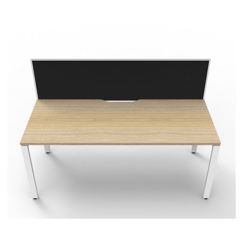 Rapid Deluxe Infinity Single Sided Workstation 1 Person With Black Screen 1500Wmm per person White Profile Leg Natural Oak Top