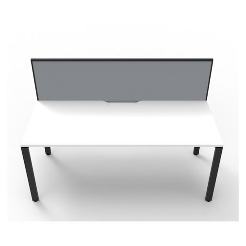 Rapid Deluxe Infinity Single Sided Workstation 1 Person With Grey Screen 1800Wmm per person Black Profile Leg Natural White Top