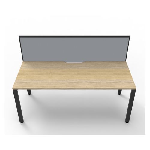 Rapid Deluxe Infinity Single Sided Workstation 1 Person With Grey Screen 1800Wmm per person Black Profile Leg Natural Oak Top