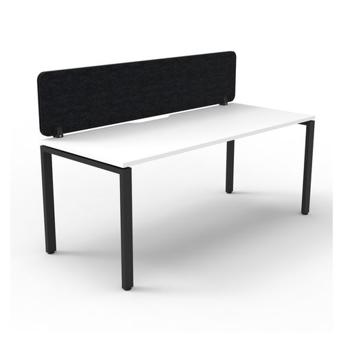 Rapid Deluxe Infinity Single Sided Workstation 1 Person With Black Eco Screen 1200Wmm per person Black Profile Leg Natural White Top