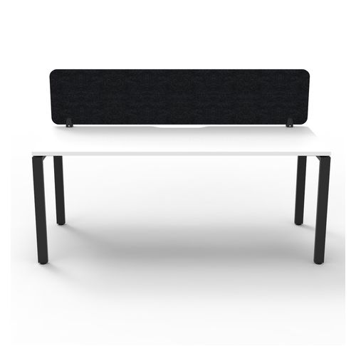 Rapid Deluxe Infinity Single Sided Workstation 1 Person With Black Eco Screen 1200Wmm per person Black Profile Leg Natural White Top